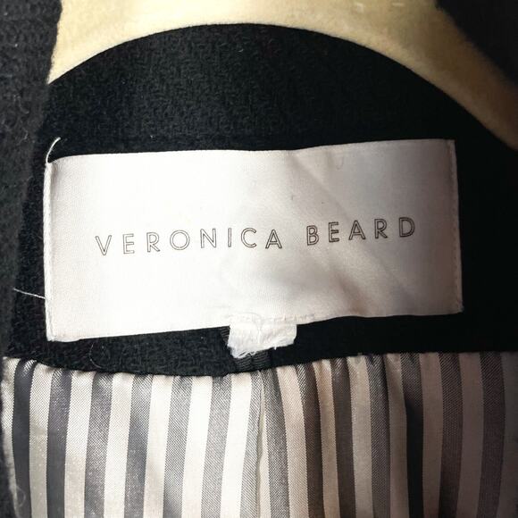 Veronica Beard Fiona Wool Coat Black Notch Collar Dickey Compatible Sz L - Picture 7 of 12